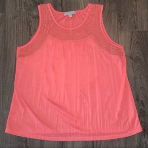 Coral Tank with Crochet Detail